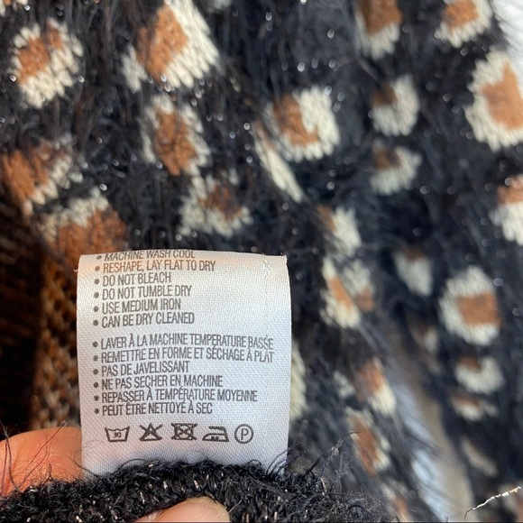 Anthropologie Feathered Leo Cardigan by La Fee Verte - Sz Small Black Motif - Picture 8 of 13